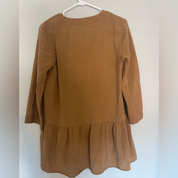 ZARA Tan Button Up Peplum Blouse Tunic - Picture 3 of 6